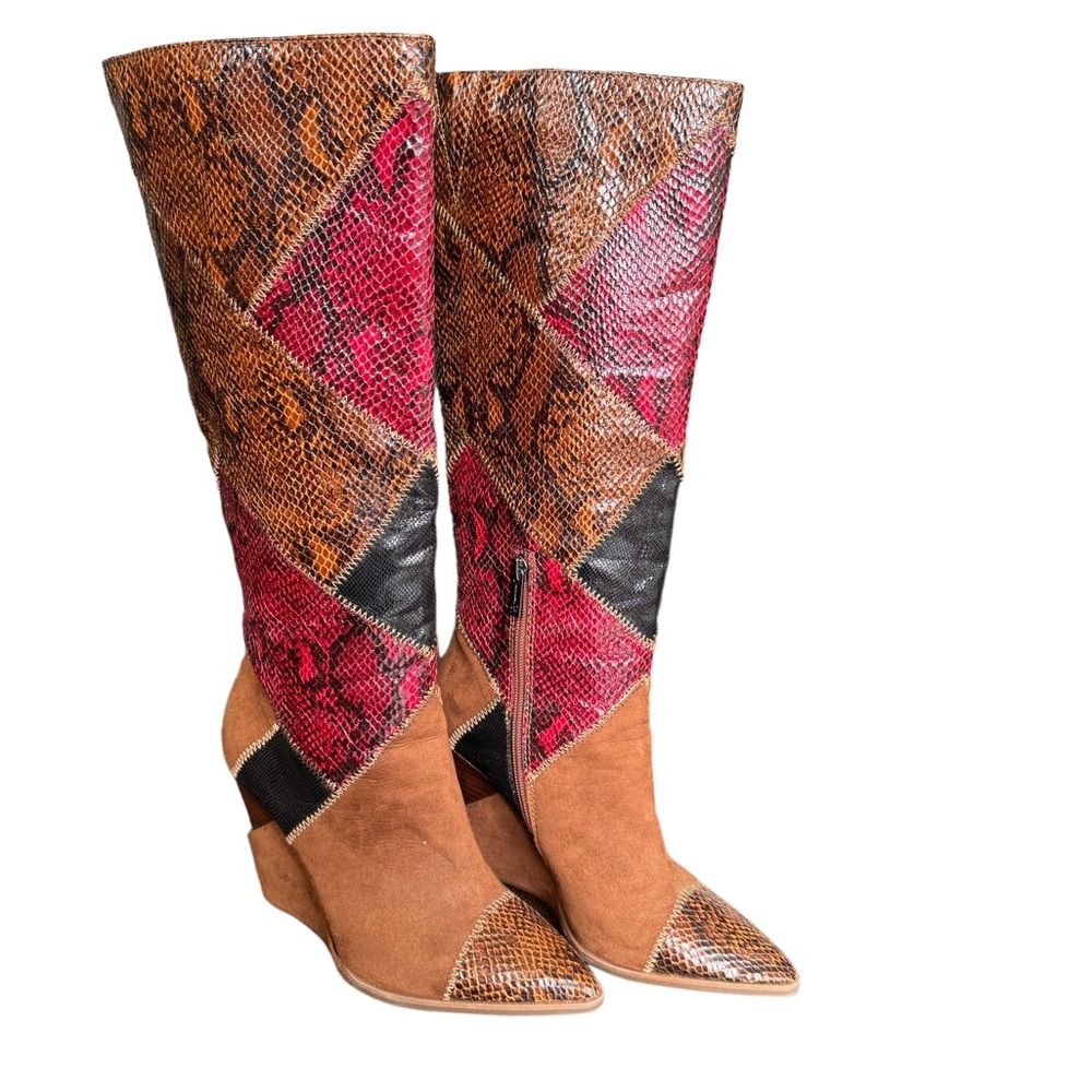 Jessica Simpson Patchwork Wedge Tall Boots
